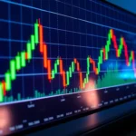 Trading view platform displaying real-time market charts with vibrant colors and analytical